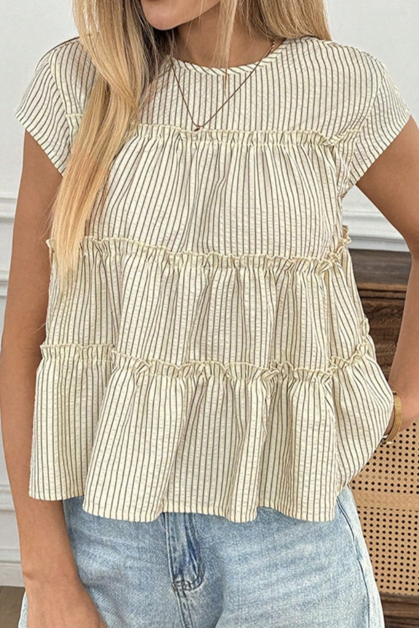 Striped Crew Neck Loose Casual T-shirt