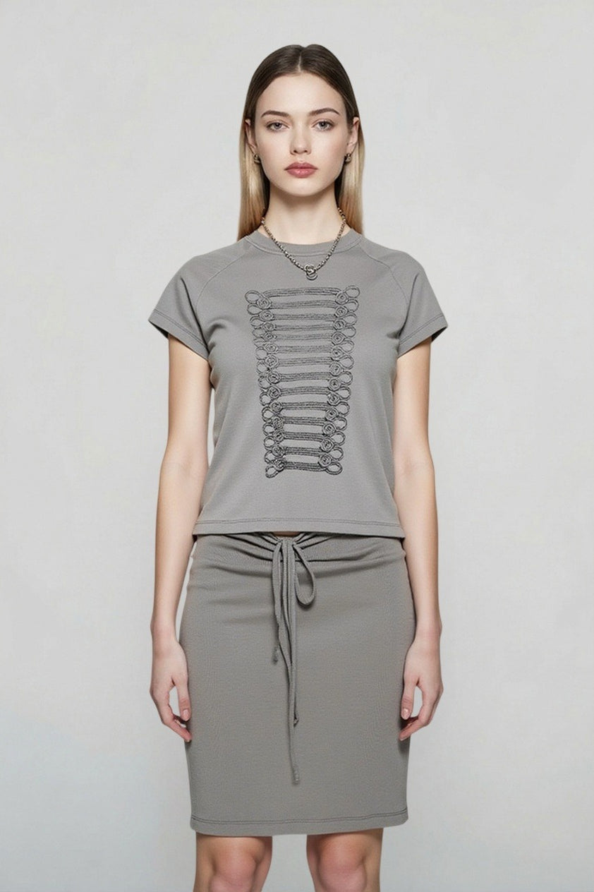 Washed Printed Cropped Street T-shirt