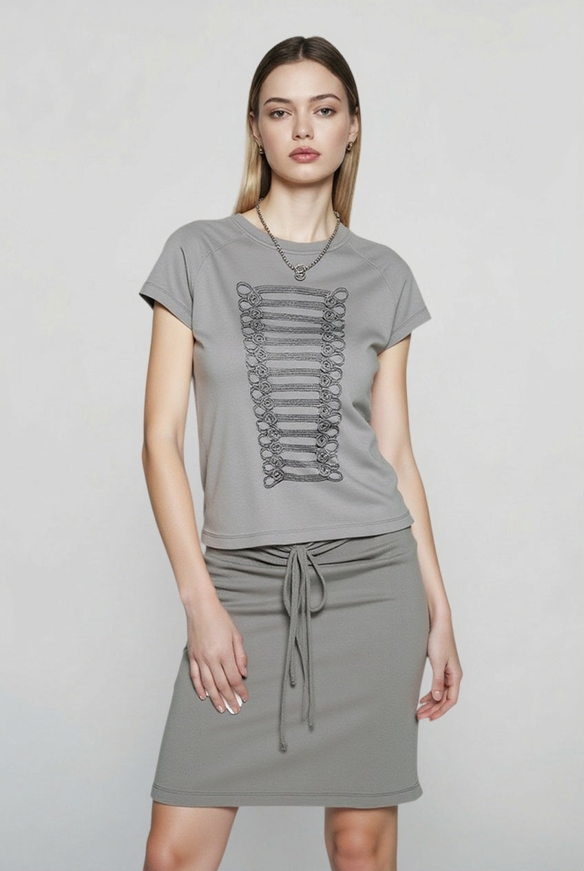 Washed Printed Cropped Street T-shirt