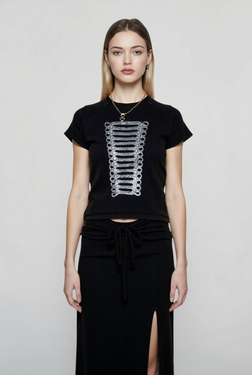 Washed Printed Cropped Street T-shirt