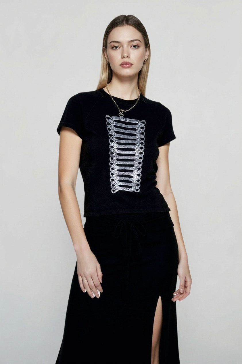 Washed Printed Cropped Street T-shirt