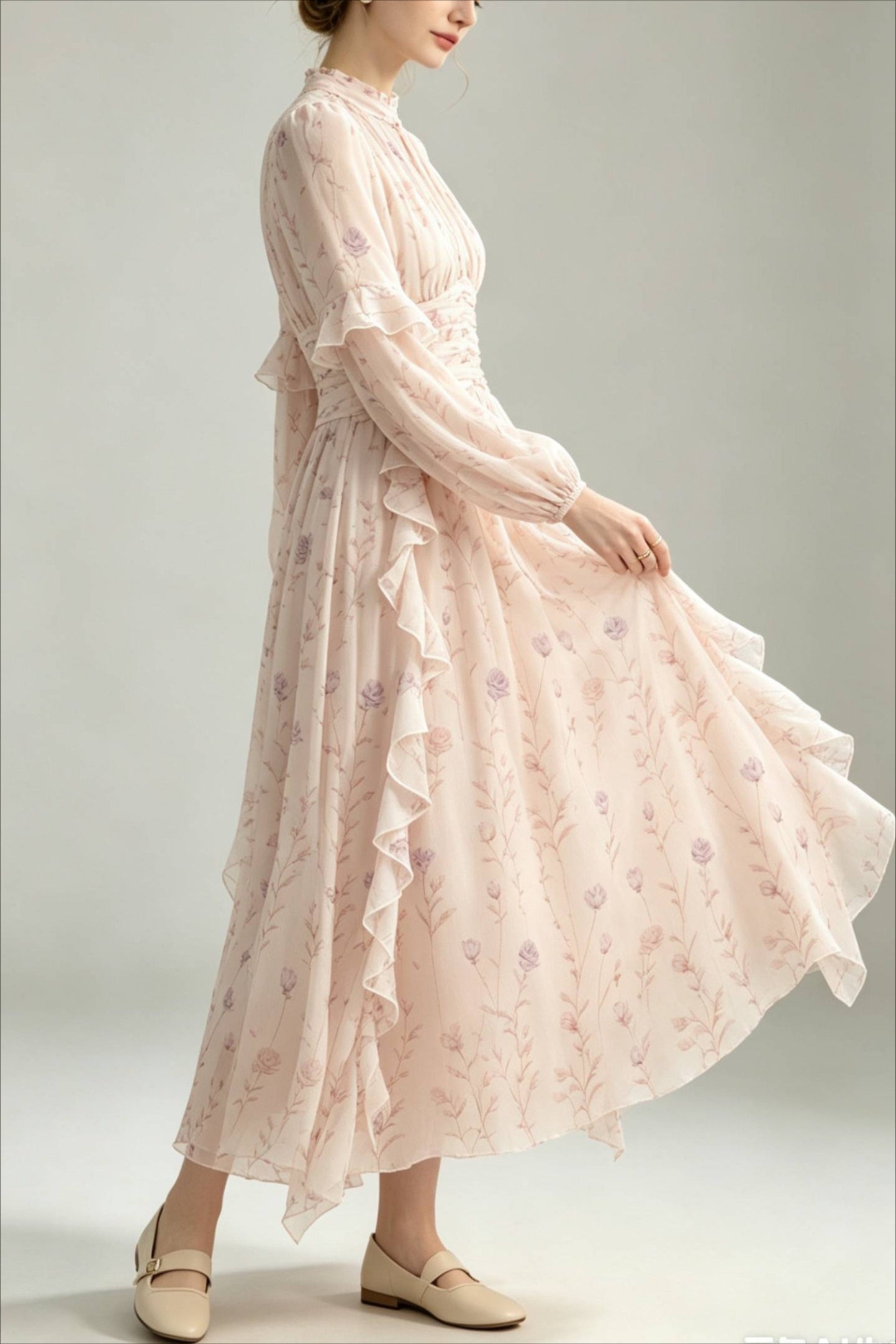 Minimal Slim Solid Neck Maxi Dress